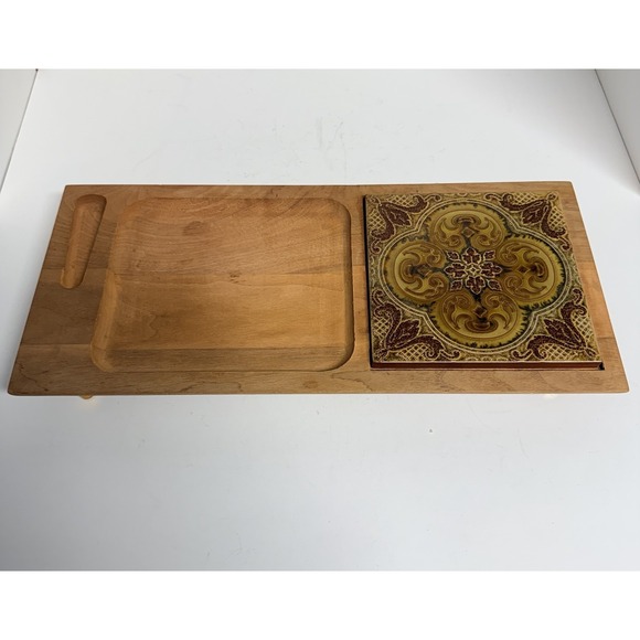 Other - Vintage Georges Briard Woodland Footed Cheese Board 16" x 7.5" No Knife MCM READ